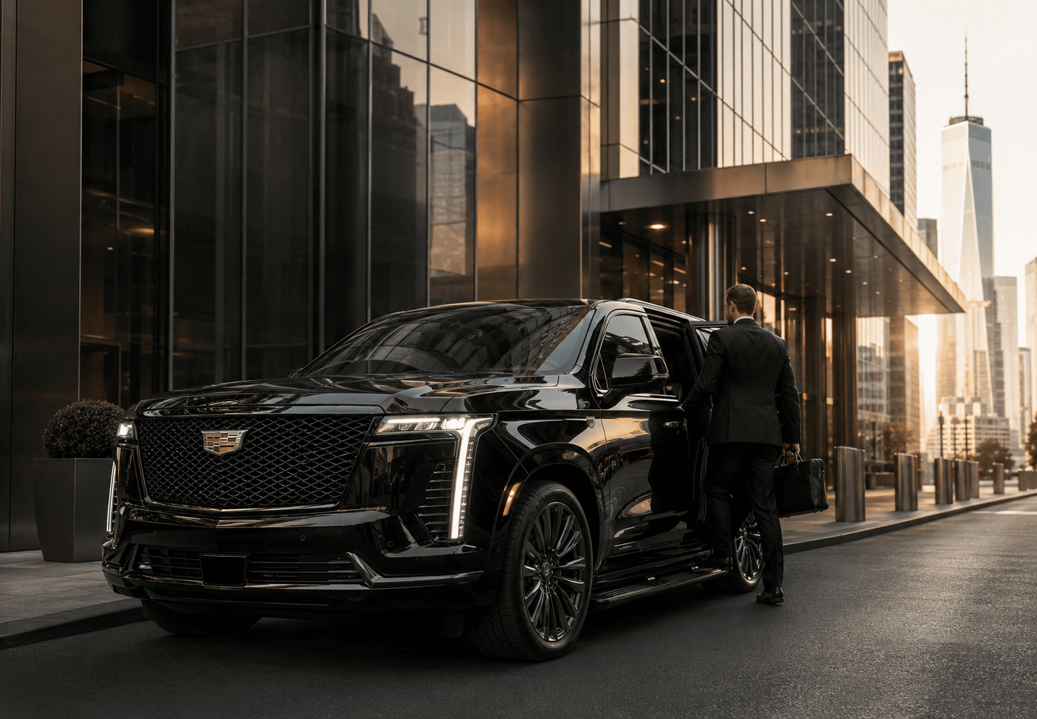 Hourly chauffeur service luxury black car with professional driver in NYC