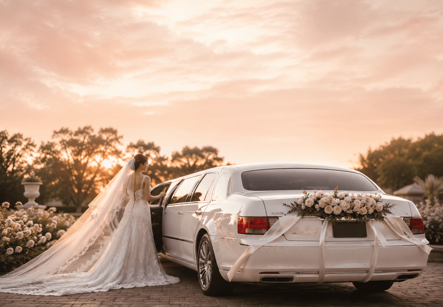 Luxury wedding transportation service with elegant limousine for special events in NYC