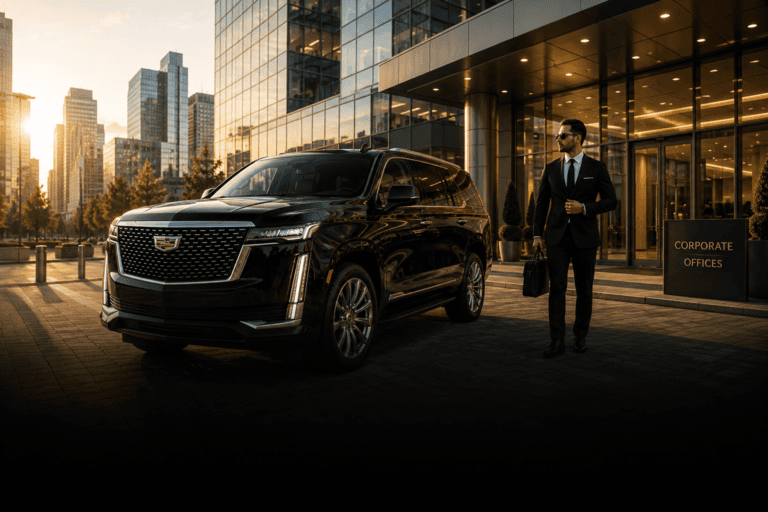 Cadillac Escalade waiting for a corporate client